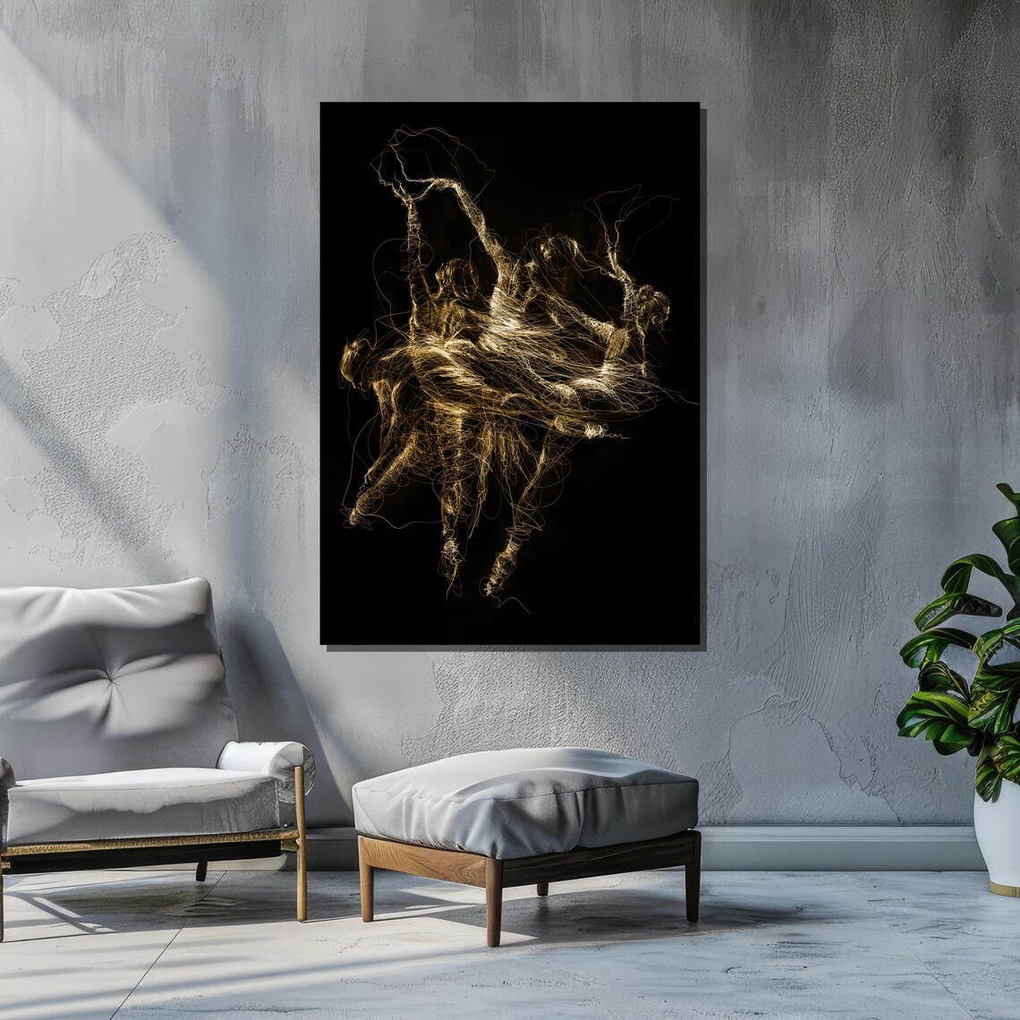 Golden Abstract Dance, Modern Ballet Dancer Light Lines - Image 5
