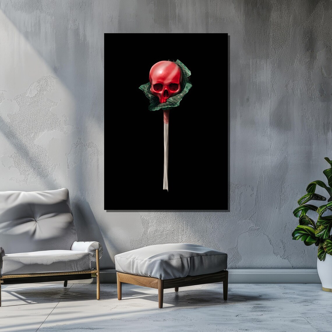 Red Skull Lollipop, Surreal Pop Art Decor - Image 2