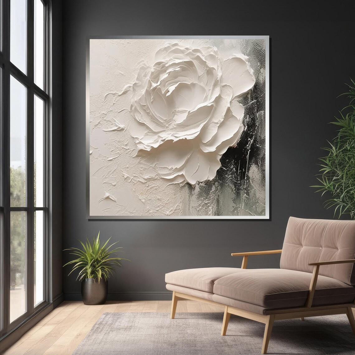 White Rose Art Print, Minimalist Floral Decor - Image 4