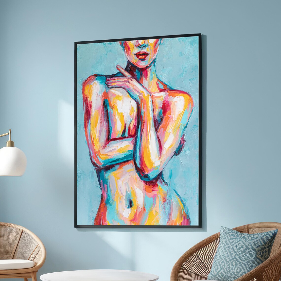 Colorful Abstract Female Body, Expressionist Painting - Image 6