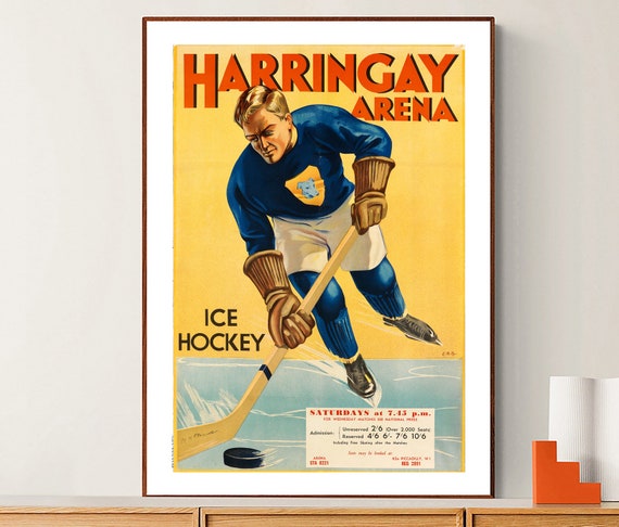 Harringay Arena Ice Hockey England Vintage Sport Poster Ice Hockey Lovers Sport Print Wall Decor
