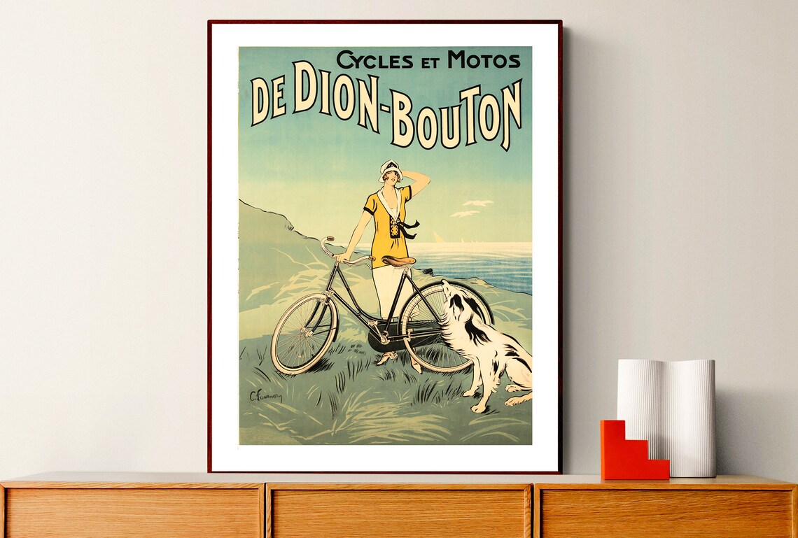 De Dion Bouton Cycles Motos Vintage French Advertising Poster Bike Art - Image 2
