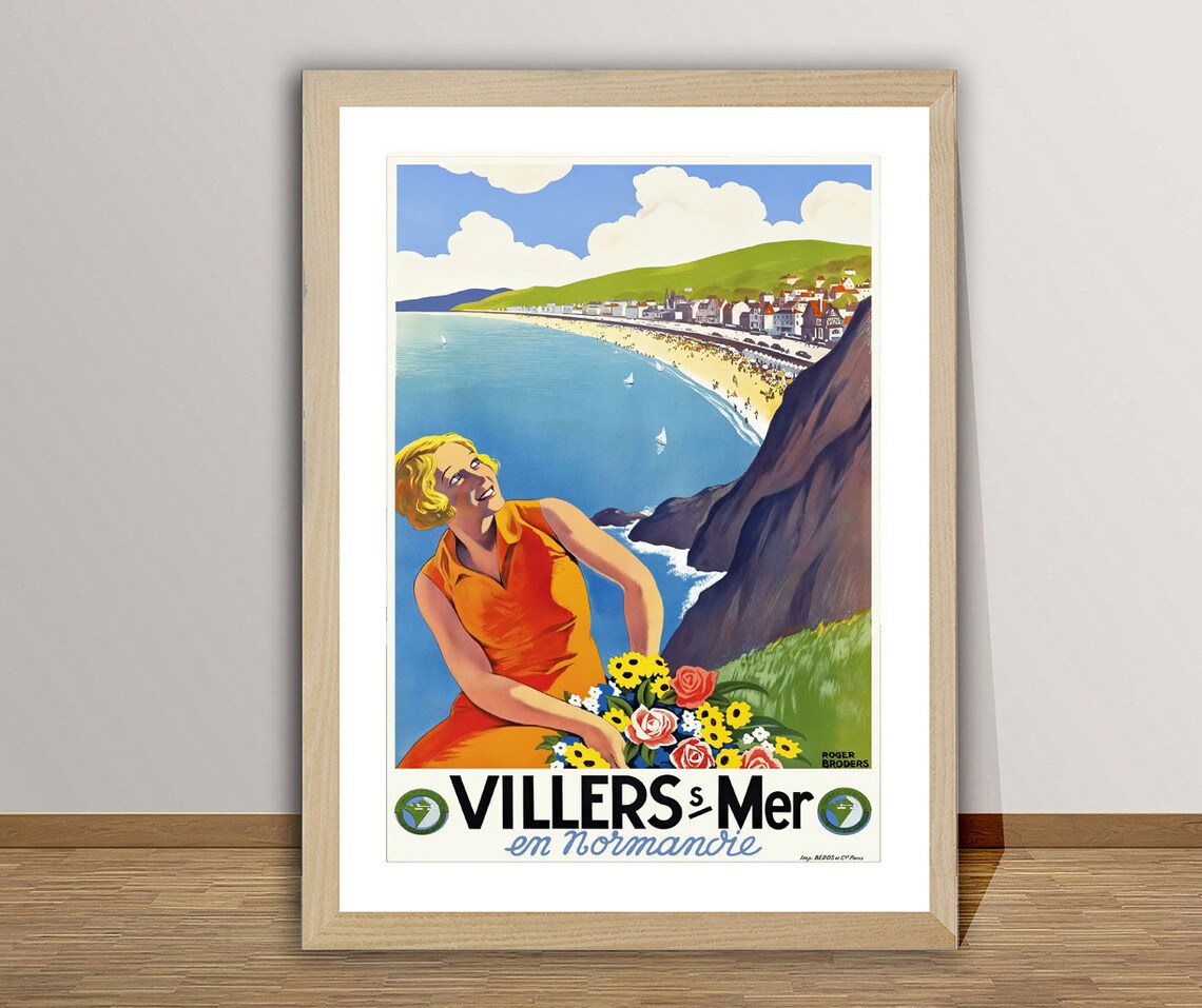 Villers Sur Mer En Normandie France Vintage Travel Poster Retro Travel Poster Gift Idea Wall Decor