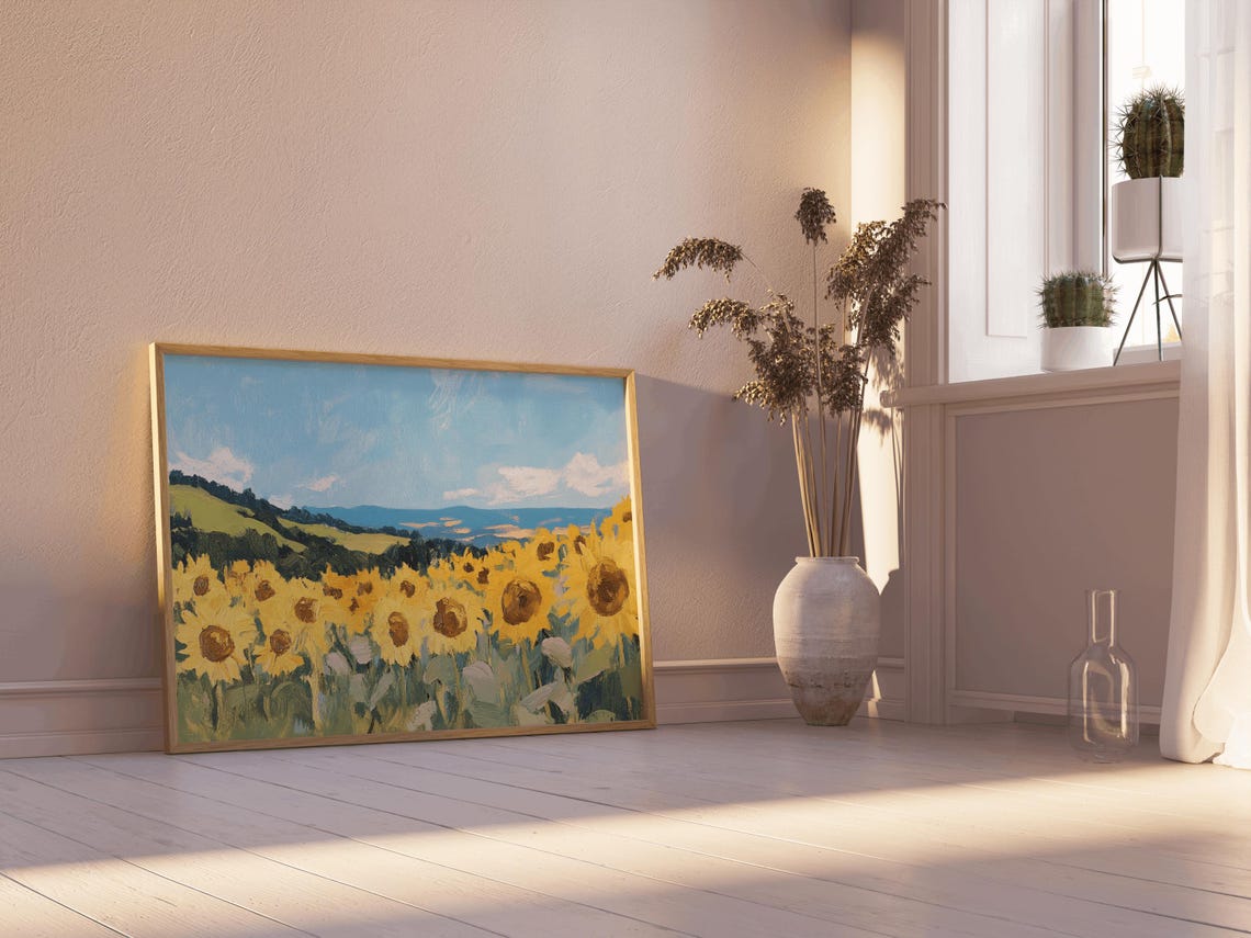 Field Of Sunflowers Sunflower Decorations Floral Spring Landscape Sunflower Wall Art Farmhouse Flowers Farmhouse Flowers Yellow Flower - Image 3