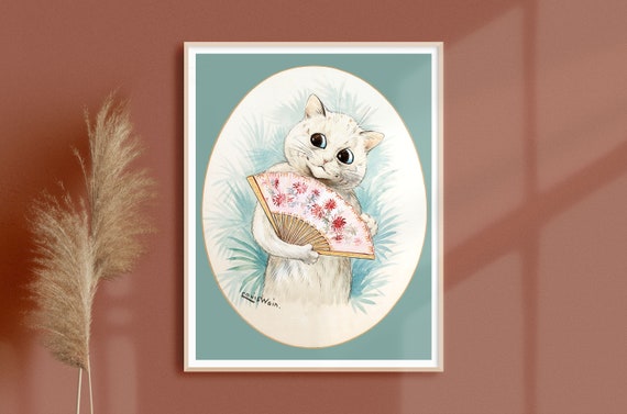 Vintage Louis Wain Geisha Kitten Fine Art Print