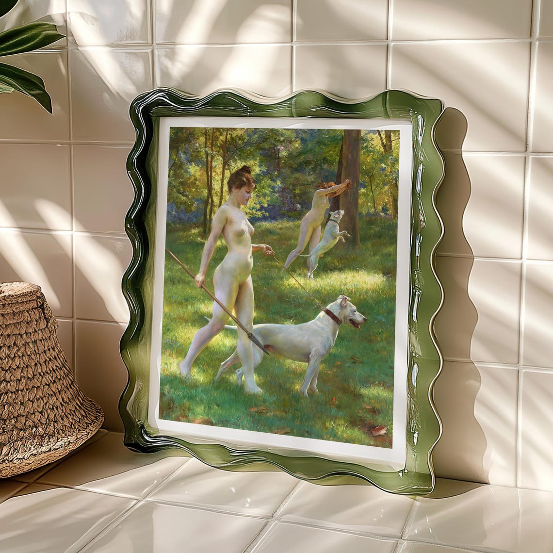 Nymphs Hunting With White Dogs Julius Leblanc Stewart Classic Print