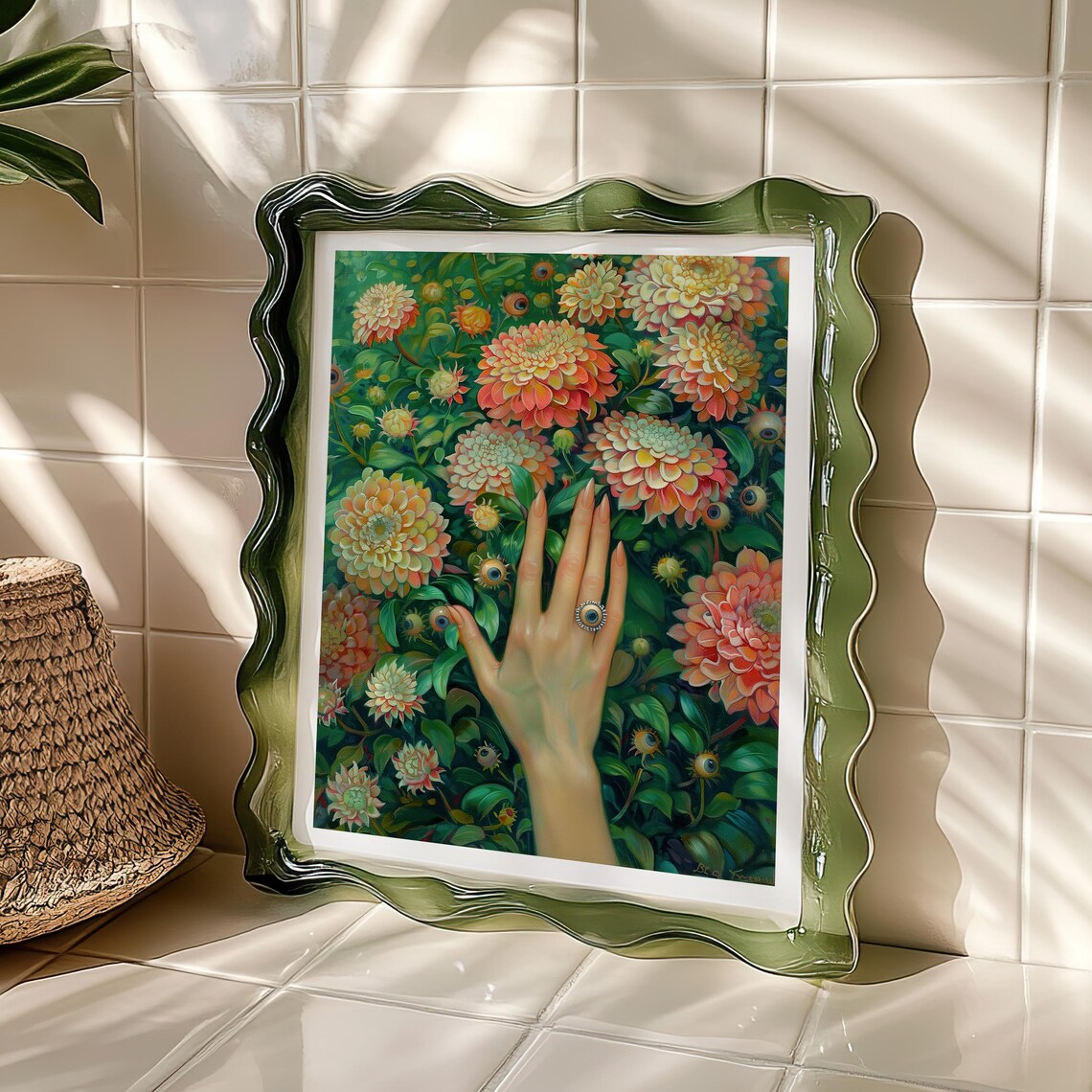 Surreal Flower Eyeballs Art Print, Weird Botanical