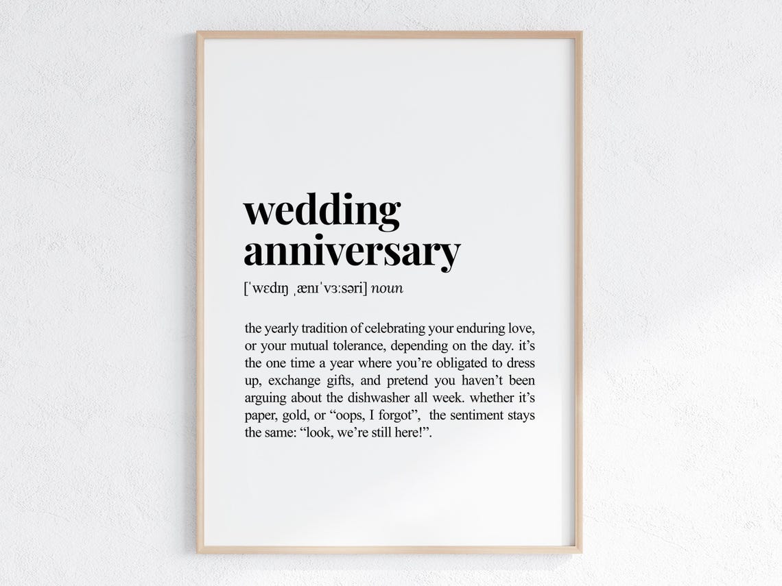 Wedding Anniversary Funny Dictionary Definition Poster for Couples