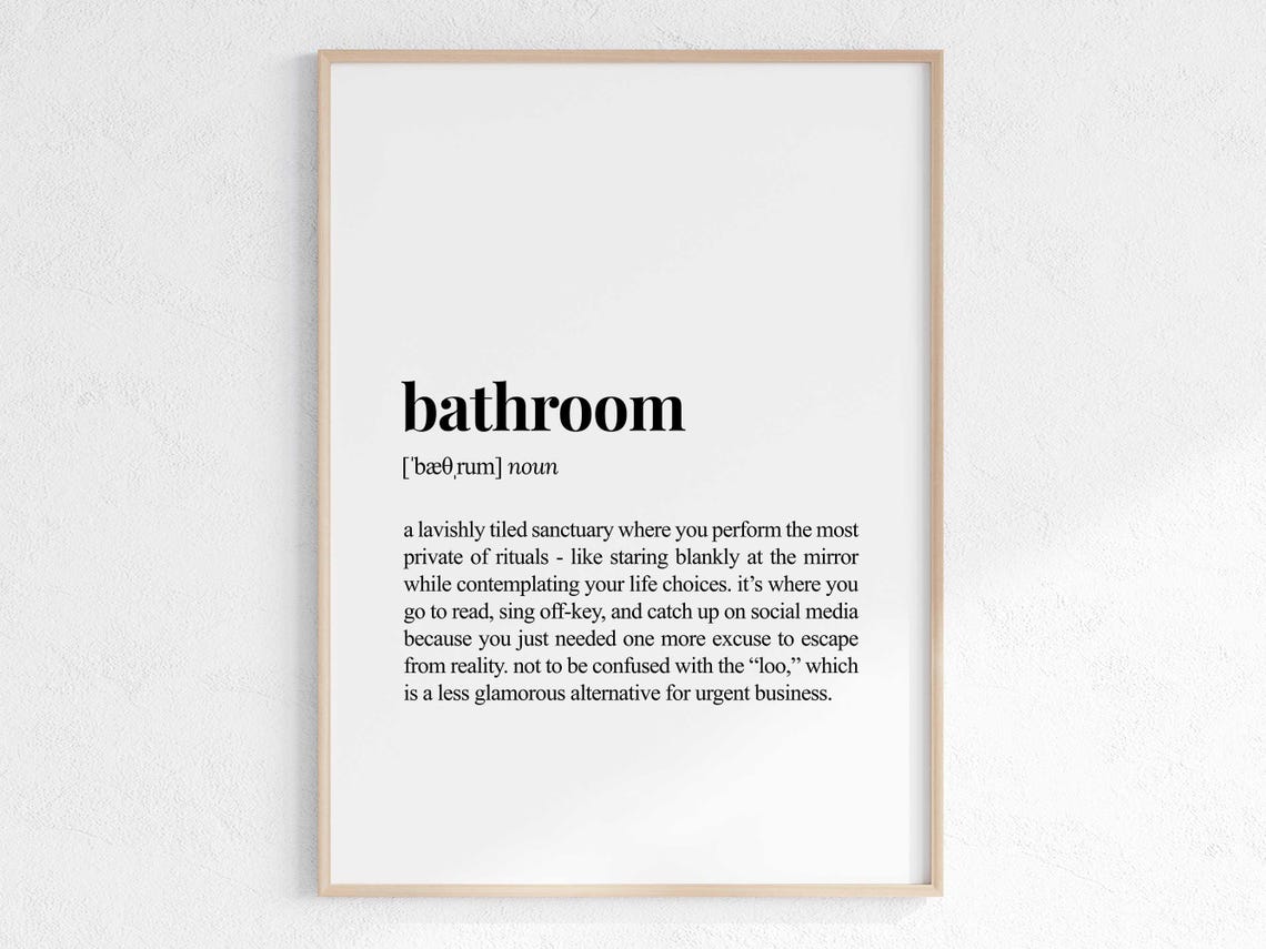 Bathroom Definition Funny Sarcastic Humor Dictionary Style Poster