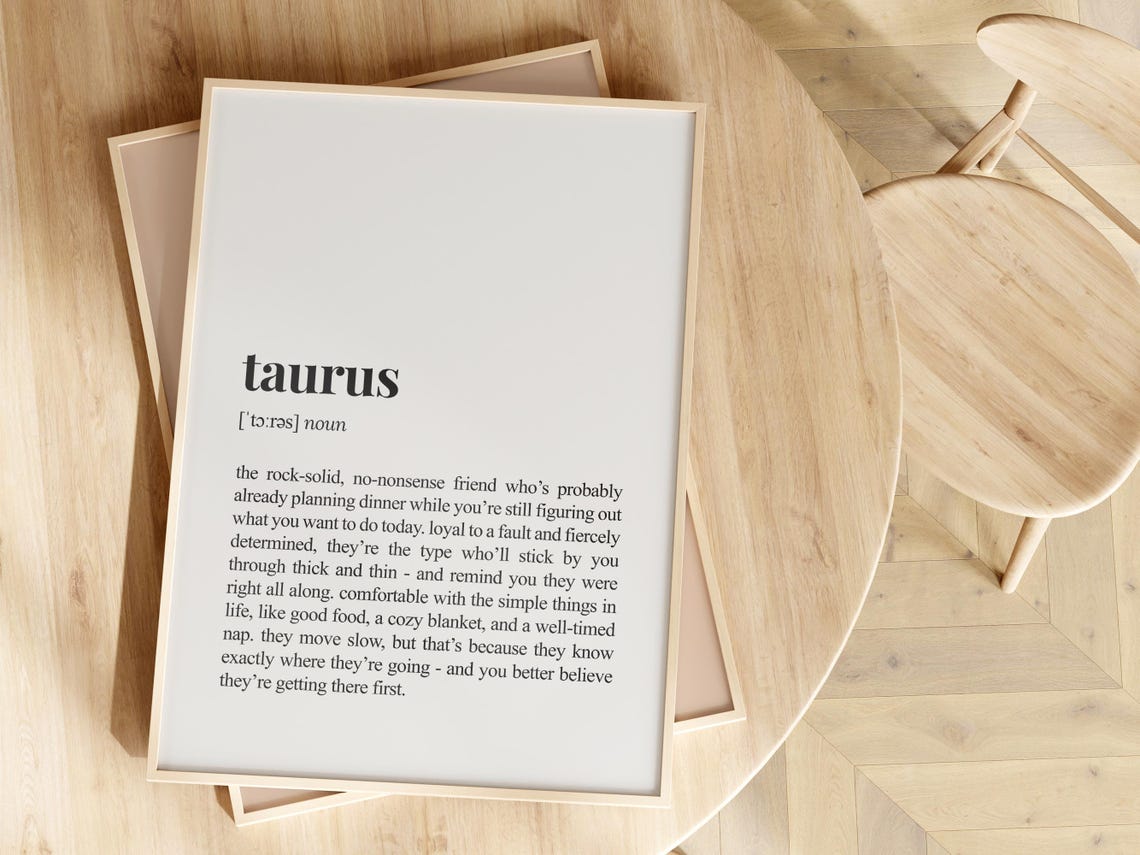 Taurus Zodiac Sign Funny Astrology Definition Dictionary Poster - Image 2