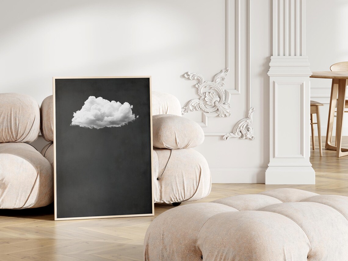 Dark Grey Cloud Abstract Wall Art Print, Vintage - Image 3