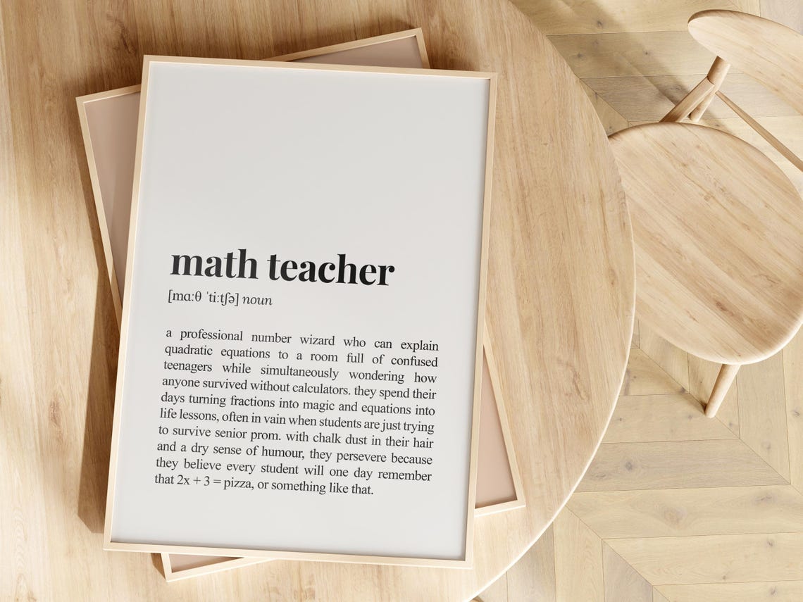 Math Teacher Dictionary Definition Poster Funny Classroom Gift - Image 2