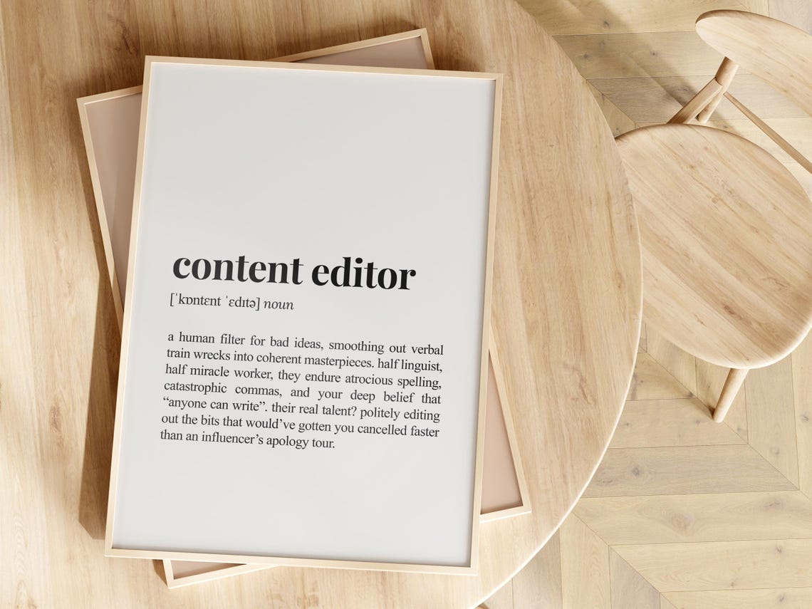 Content Editor Definition Funny Sarcastic Dictionary Style Poster - Image 2