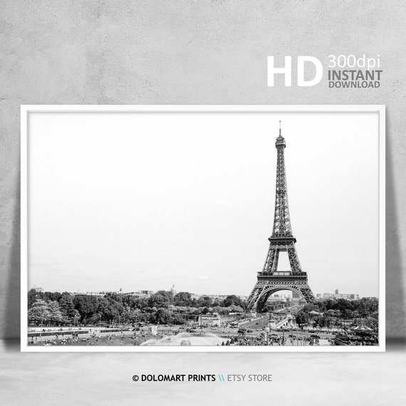 Paris Eiffel Tower Print Paris Art Print Paris Travel Poster Tour Eiffel Black And White Paris Aerial View Paris Photo Poster