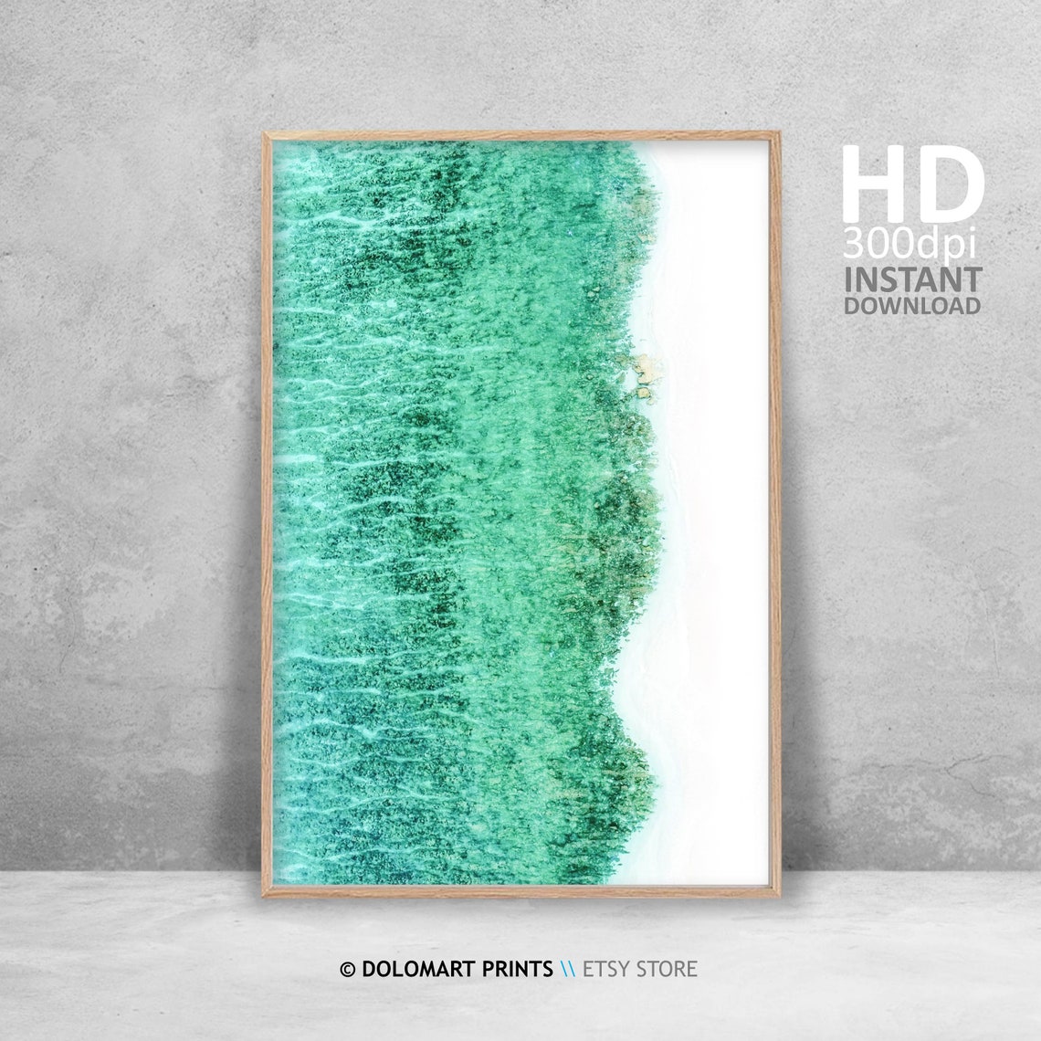 Aerial Turquoise Ocean Waves Over White Sand Photography Poster - Image 4
