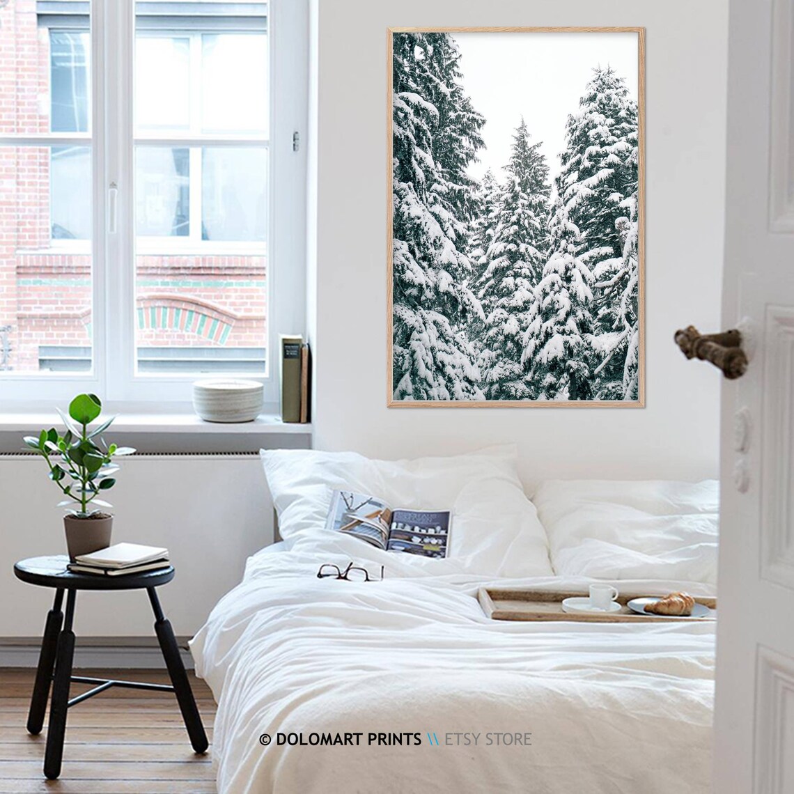 Winter Trees Rustic Christmas Forest Art Print - Image 4