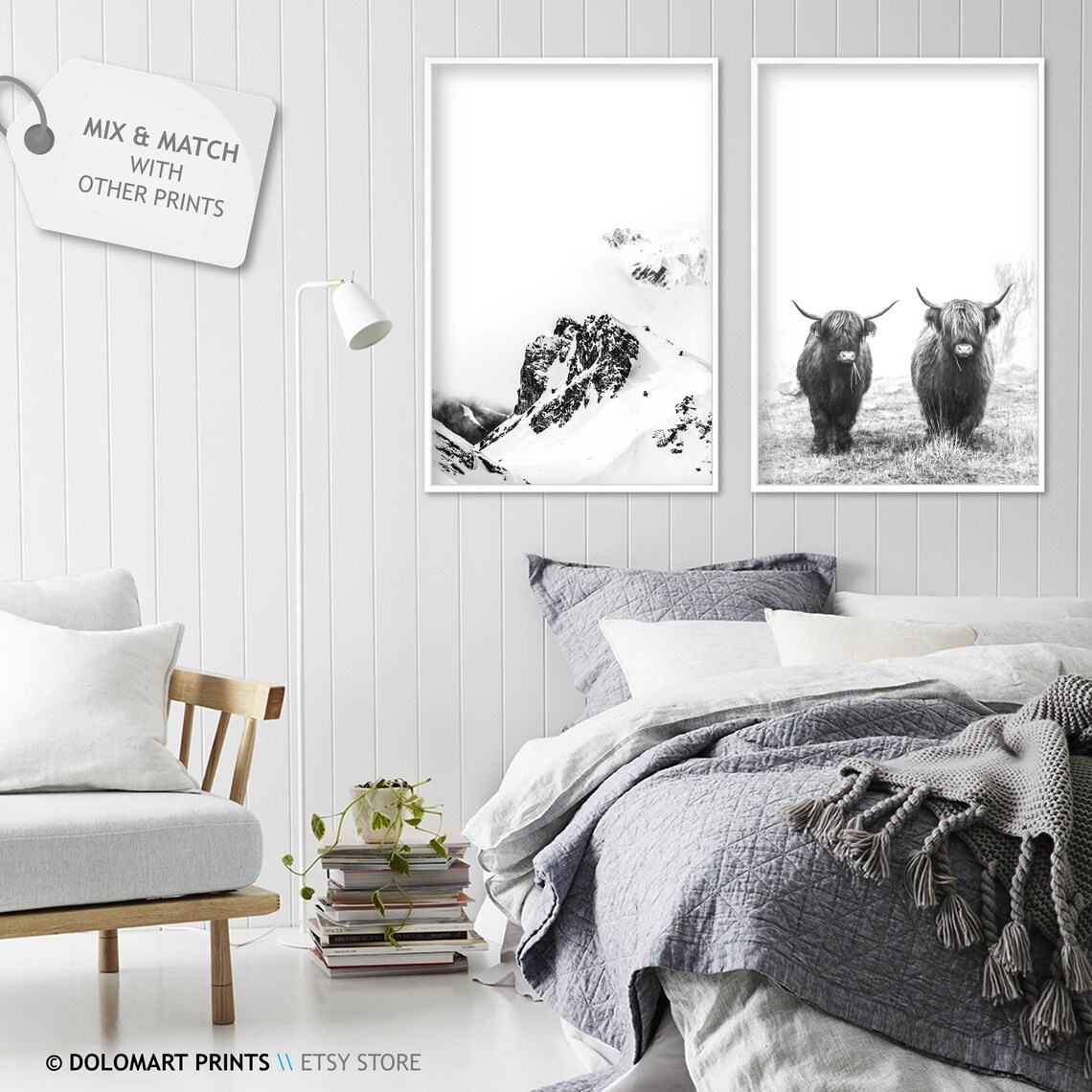 Highland Cow Rustic Farm Animal Art Print - Image 2