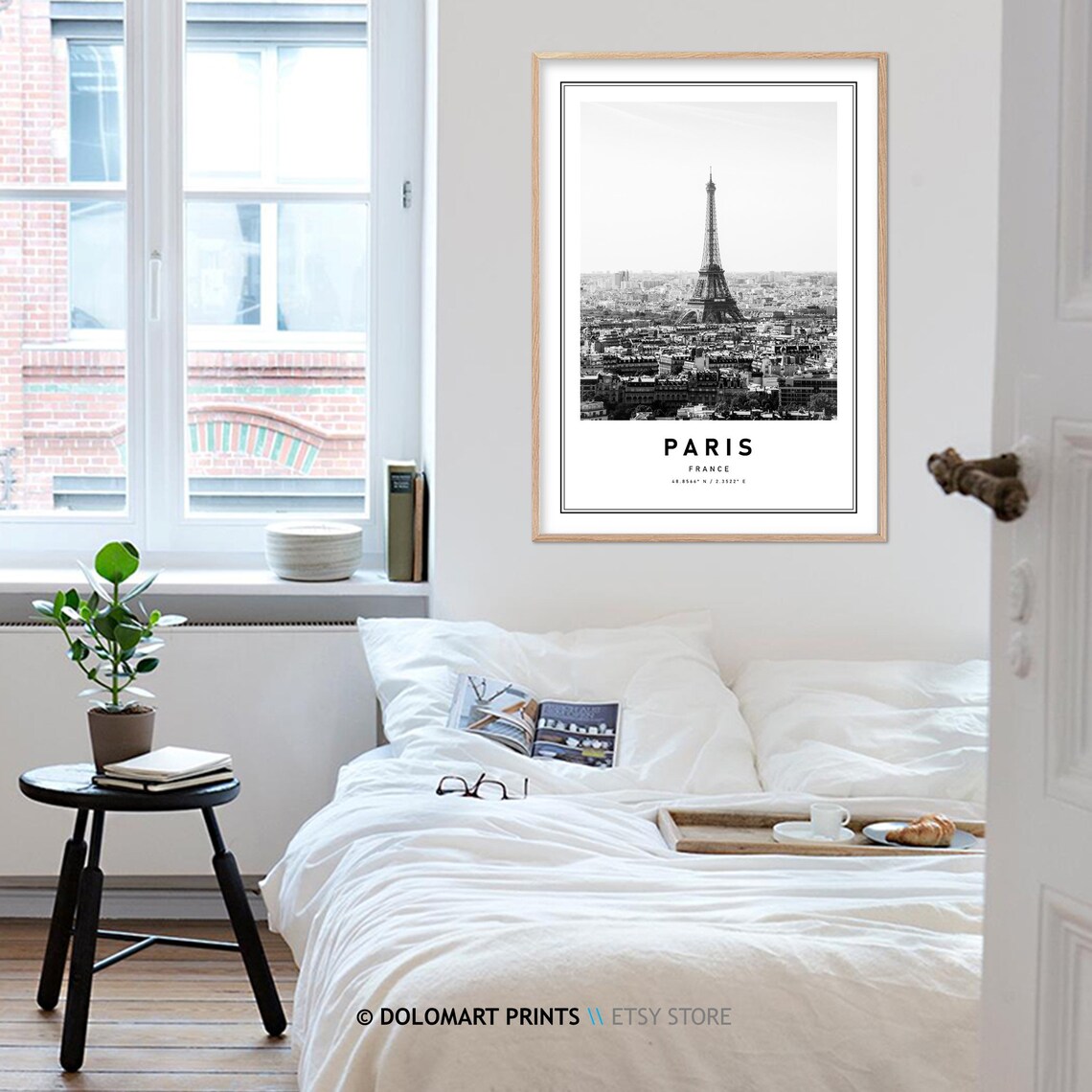 Paris France Travel Print, Eiffel Tower Coordinates - Image 4