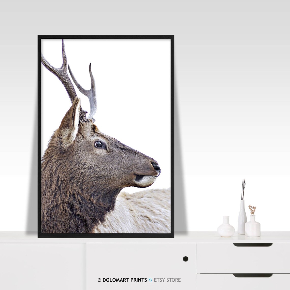 Majestic Elk Portrait Close Up Branching Antlers Wildlife Poster - Image 2