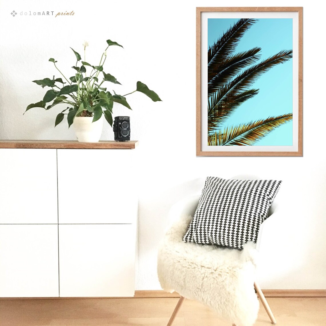 Palm Fronds Against Turquoise Sky Tropical Photography Poster - Image 3