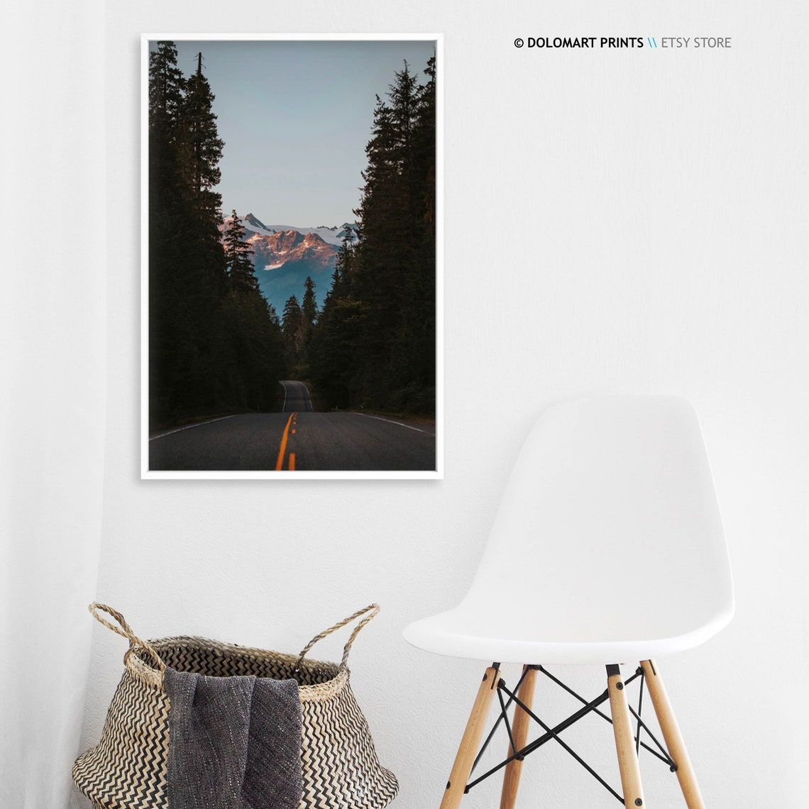 Mountain Road Through Pine Forest At Sunset Scenic Landscape Poster - Image 3