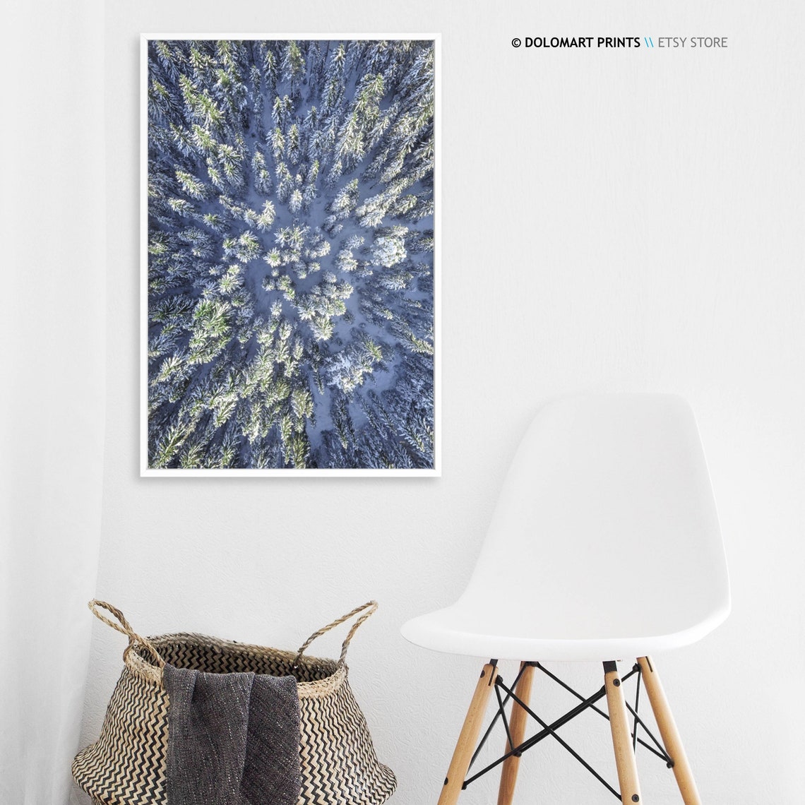 Aerial Drone View Of Snowy Evergreen Forest Frosted Winter Poster - Image 3