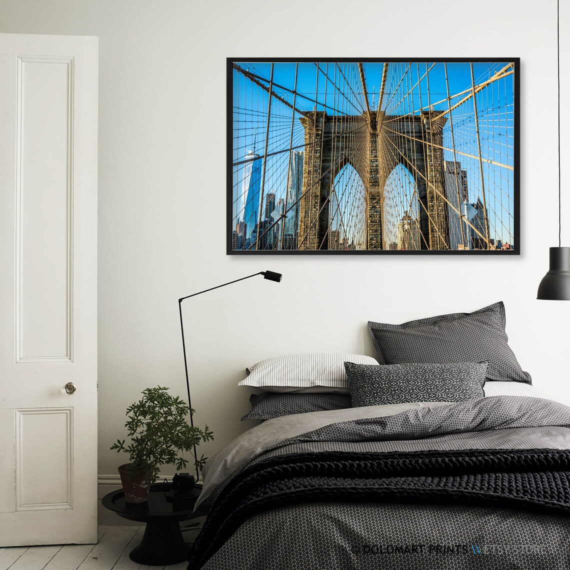 Brooklyn Bridge Cables Blue Sky New York City Photography Poster - Image 3
