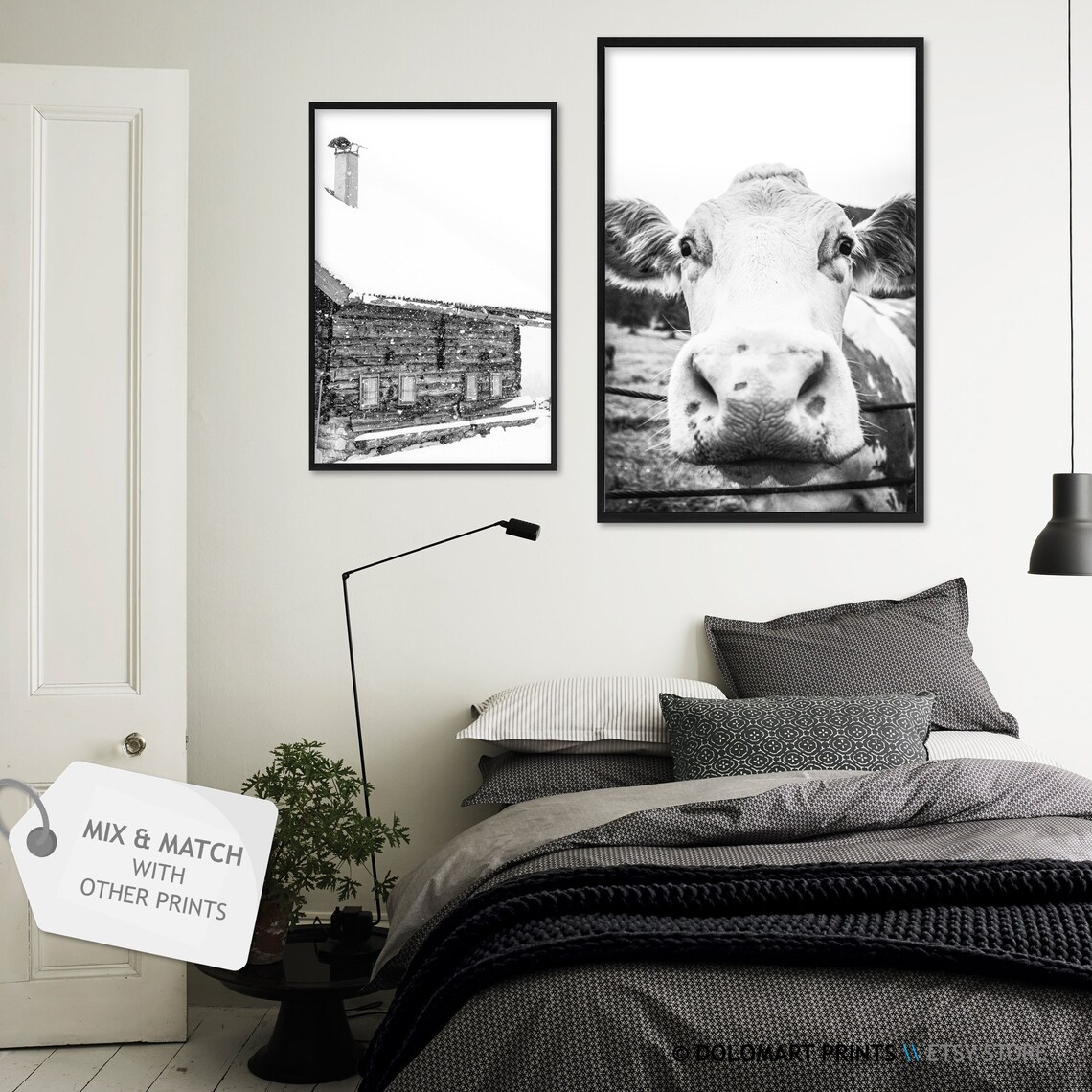 Cow Wall Art, Rustic Farmhouse Animal Poster - Image 2