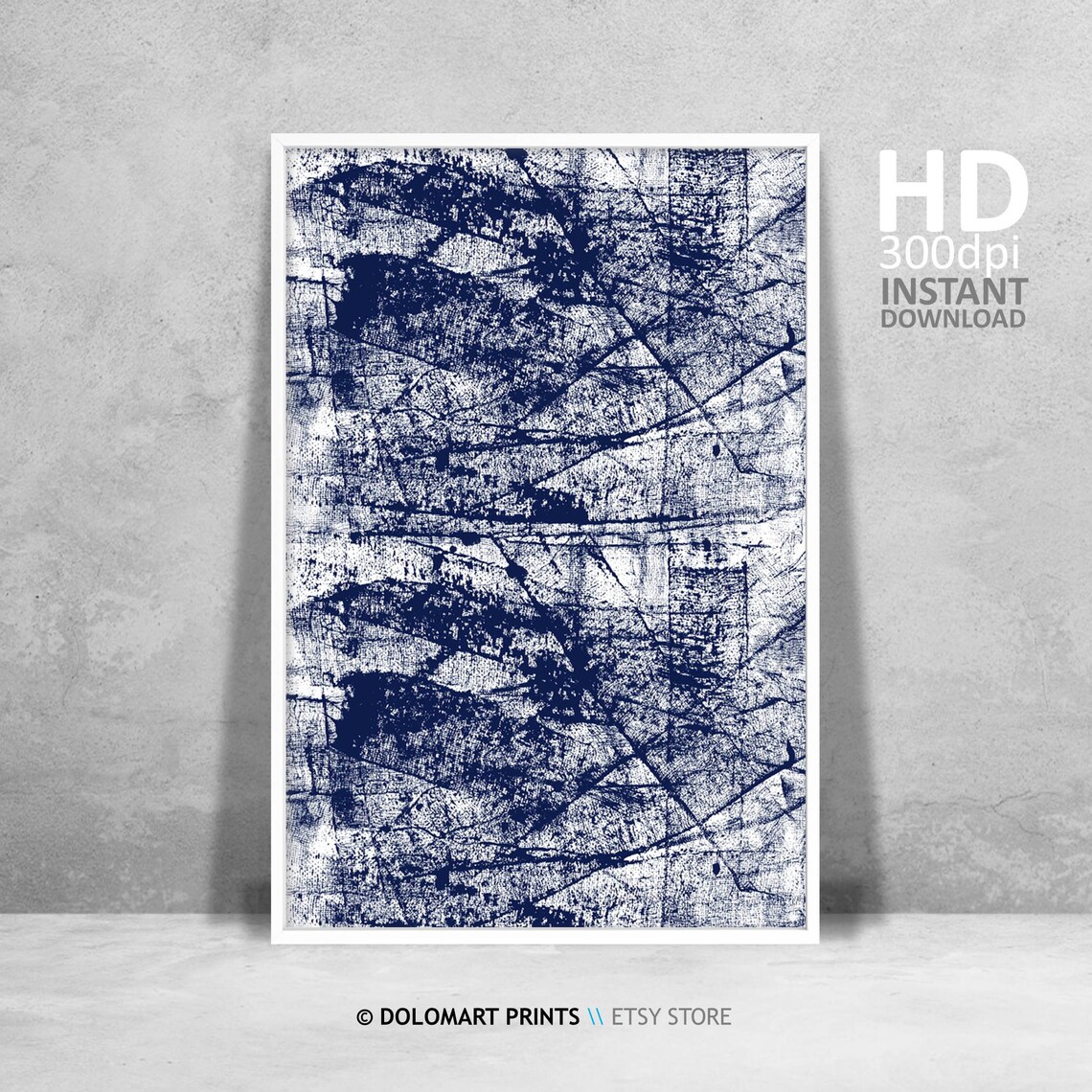 Modern Abstract Dark Blue Brush Stroke Art Print