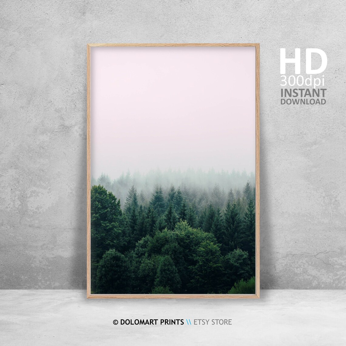 Minimal Forest Trees Art Print, Misty Green Poster - Image 4