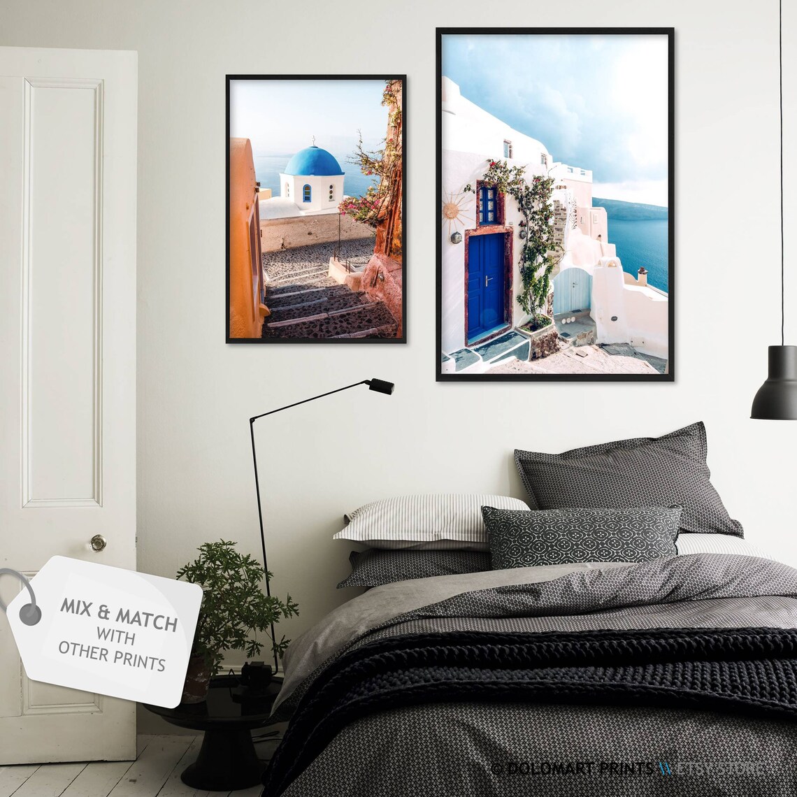Retro Beach House Art Print, Greece Coastal Decor - Image 2