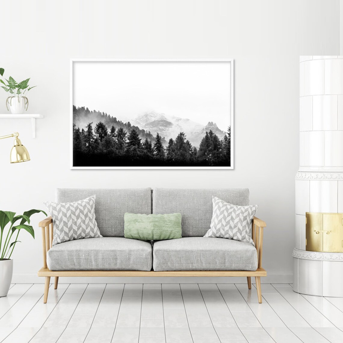 Black And White Woodland Modern Wall Art Print - Image 2