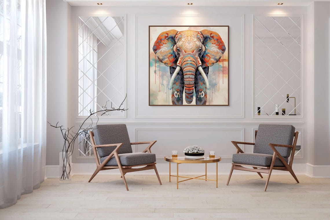 Colorful Boho Elephant Mandala Inspired Safari Animal Poster - Image 4