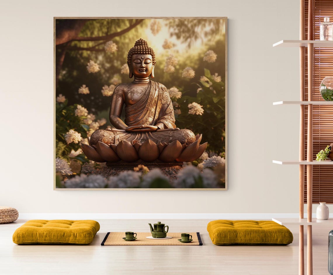 Serene Buddha Statue Zen Meditation Poster for Yoga Studio Relaxation - Image 4