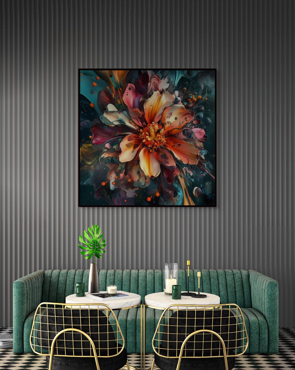 Vibrant Abstract 3D Flower Bloom Poster in Bold Colorful Modern Style - Image 3