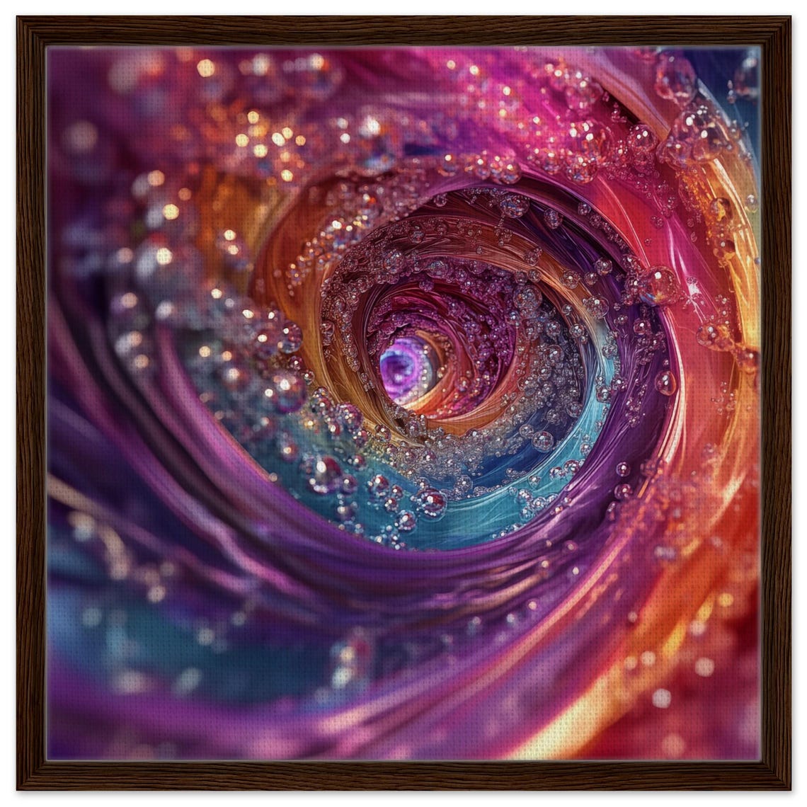 Vibrant Rainbow Bubble Spiral Print Psychedelic Abstract Swirl Colorful Modern Wall Art - Image 3