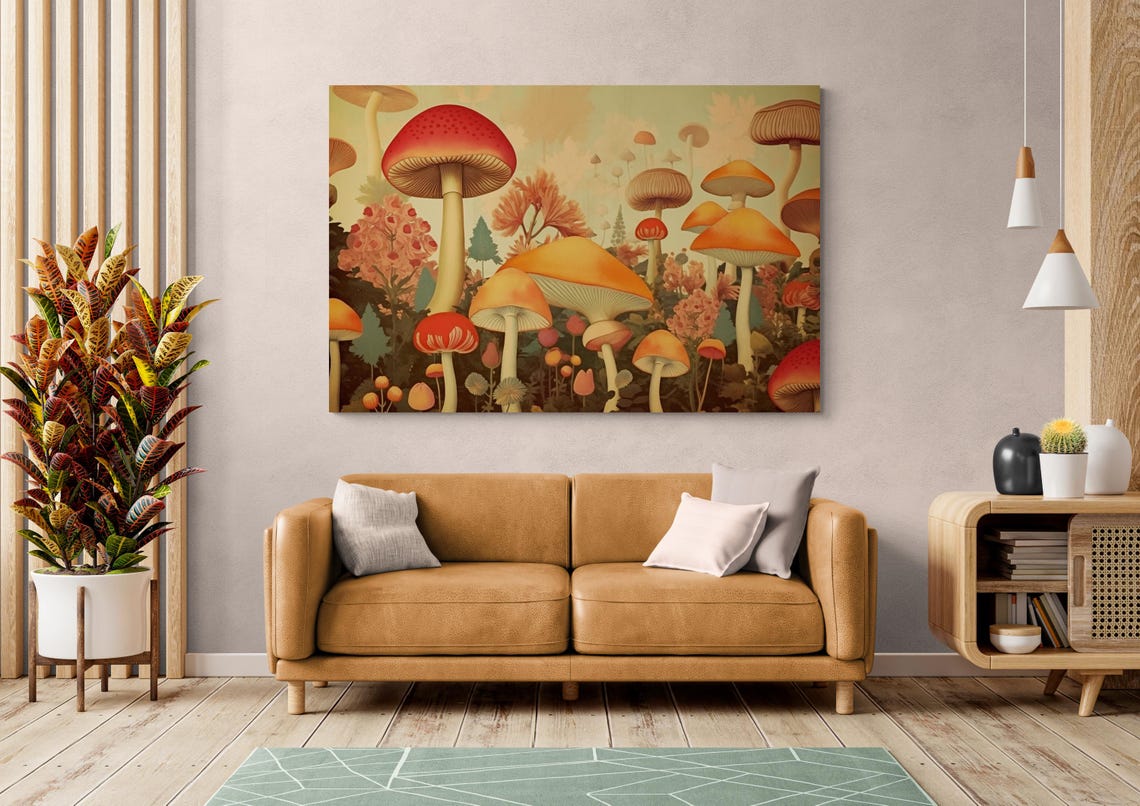 Whimsical Cottagecore Mushroom Forest Illustration Art Poster - Image 4