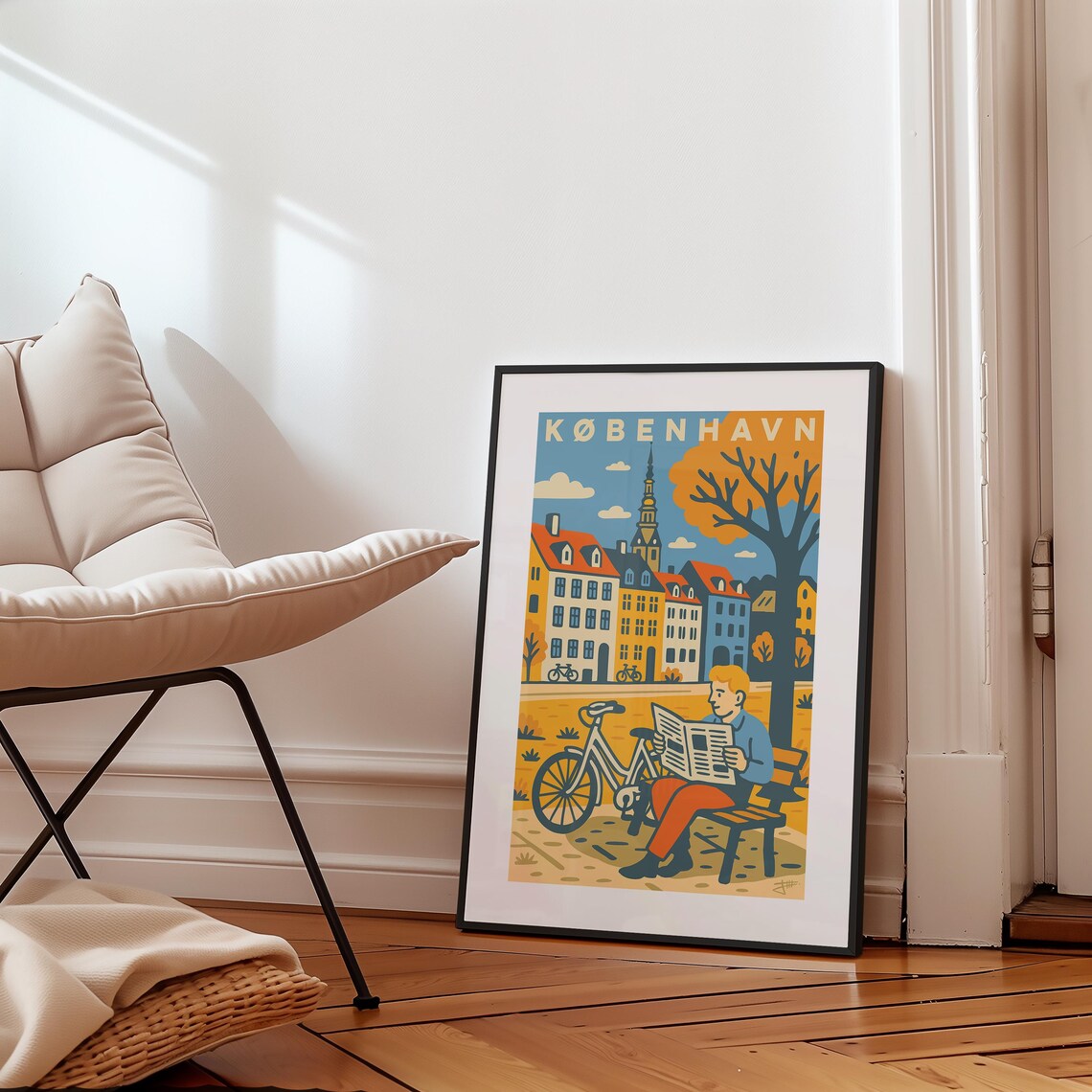 Copenhagen Retro Travel Poster, Vintage Scandinavian Art - Image 3