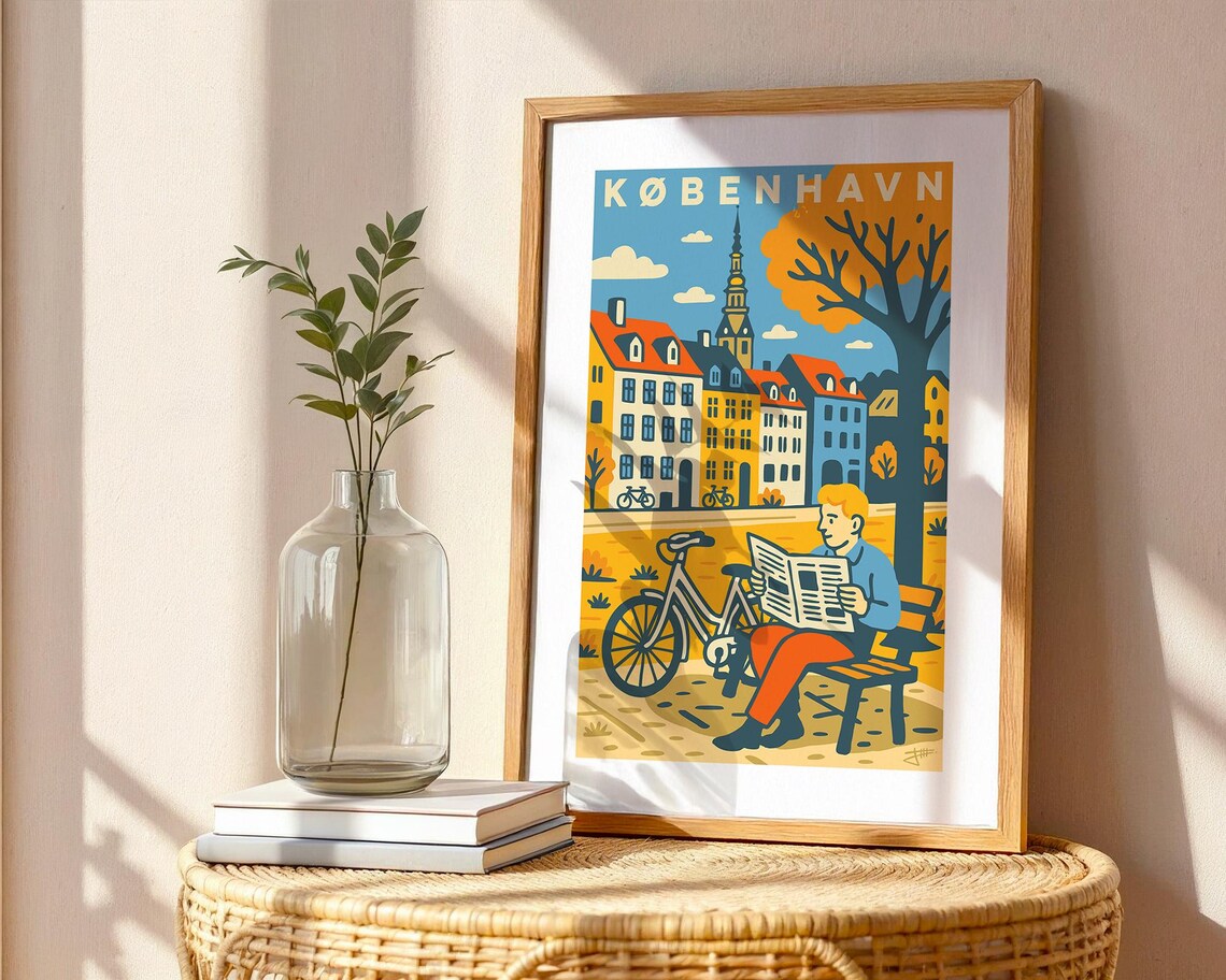 Copenhagen Retro Travel Poster, Vintage Scandinavian Art - Image 2