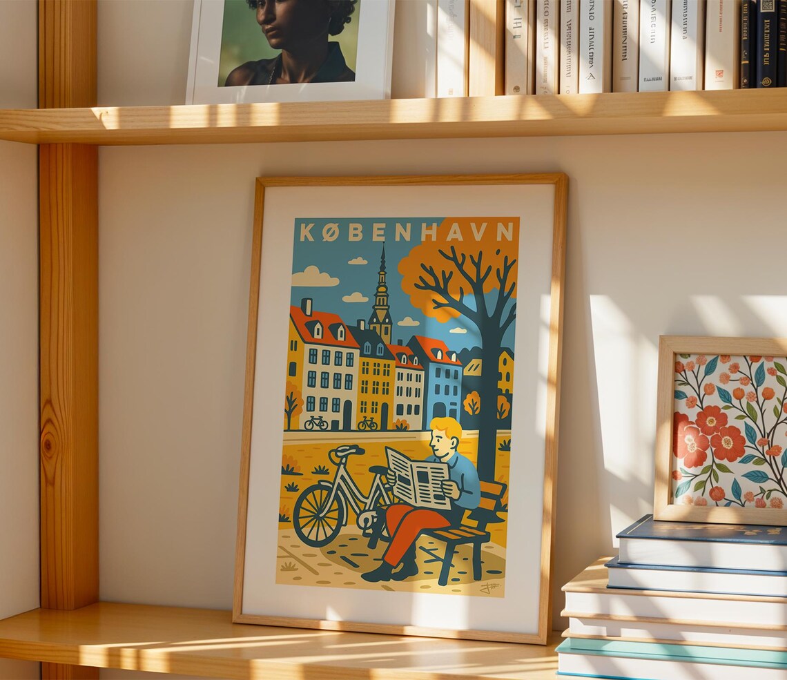 Copenhagen Retro Travel Poster, Vintage Scandinavian Art - Image 5