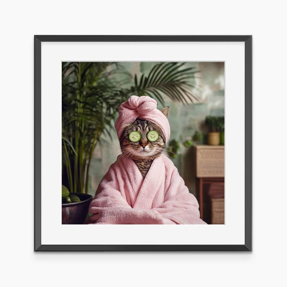 Cat Poster Photography Prints Print Funny Bathroom Wall Art Fine Museum Quality