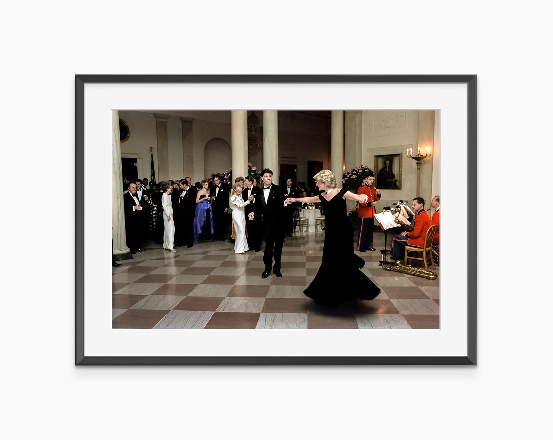 Princess Diana Dancing Black Evening Gown Vintage Photo Poster