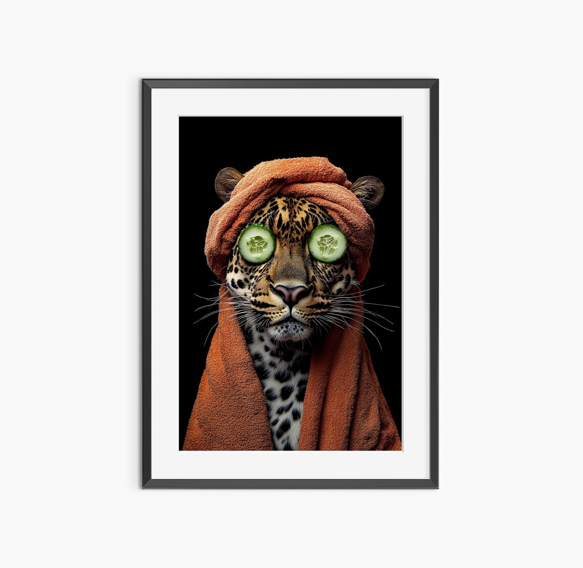 Leopard Print Photography Prints Funny Poster Bathroom Wall Art Animal Fine Museum Quality