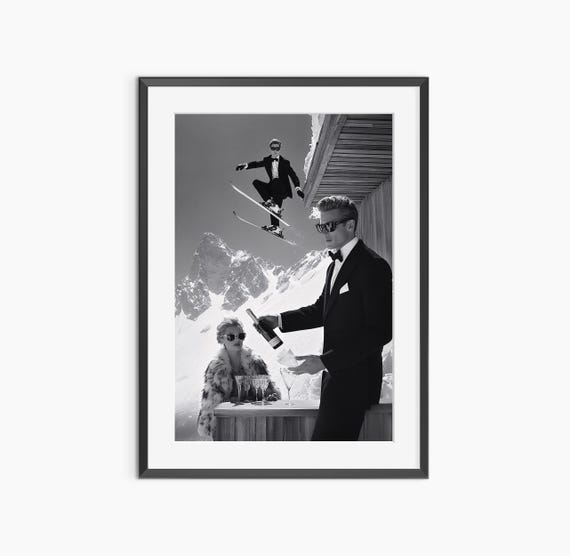 Ski Prints Photography Wall Art Old Money Fine Print Black And White Museum Quality Poster