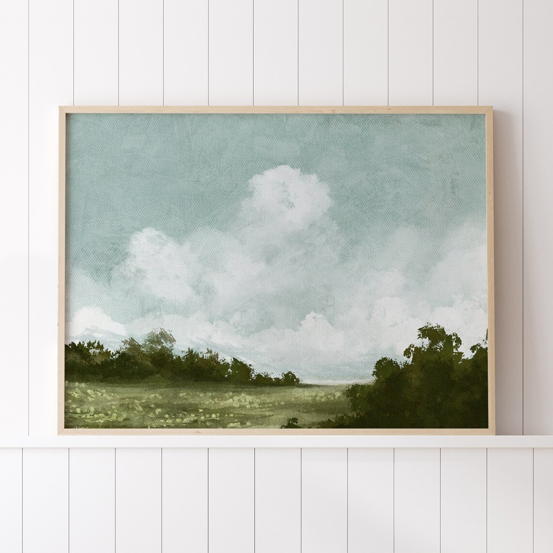 Soft Spring Landscape, Vintage-Inspired Art Print