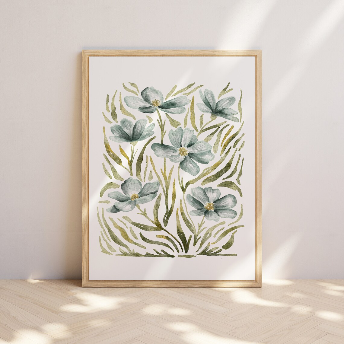 Blue Wildflower Botanical Watercolour Art Print - Image 3
