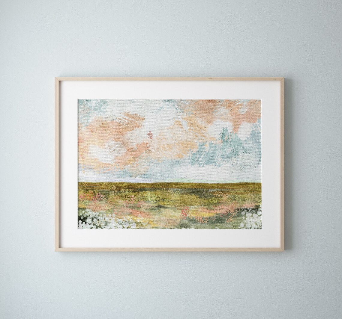 Spring Landscape Neutral Pastel Art Print