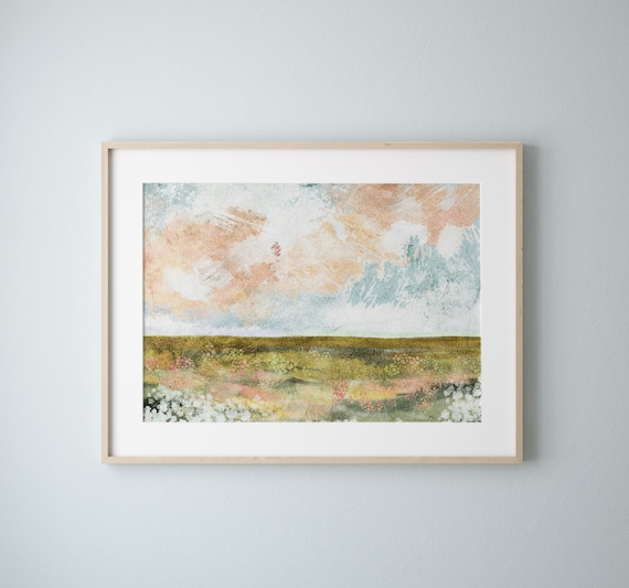 Spring Landscape Neutral Pastel Art Print