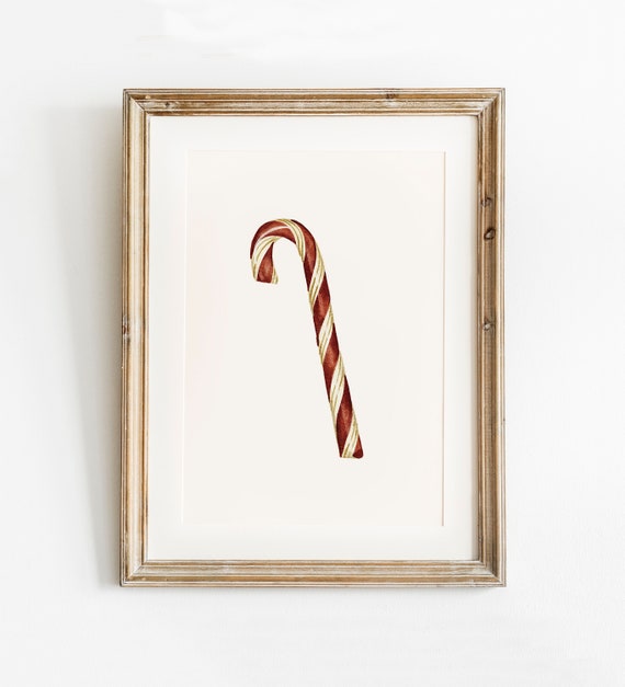 Candy Cane Print Christmas Wall Art, Old-Fashioned Holiday