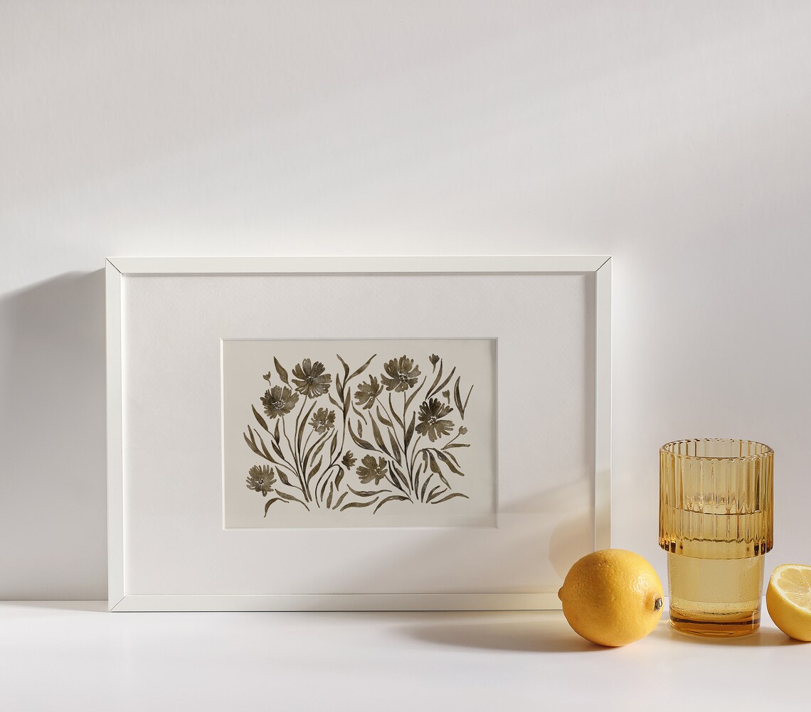 Neutral Wildflower Botanical Art Print, Vintage Inspired - Image 3
